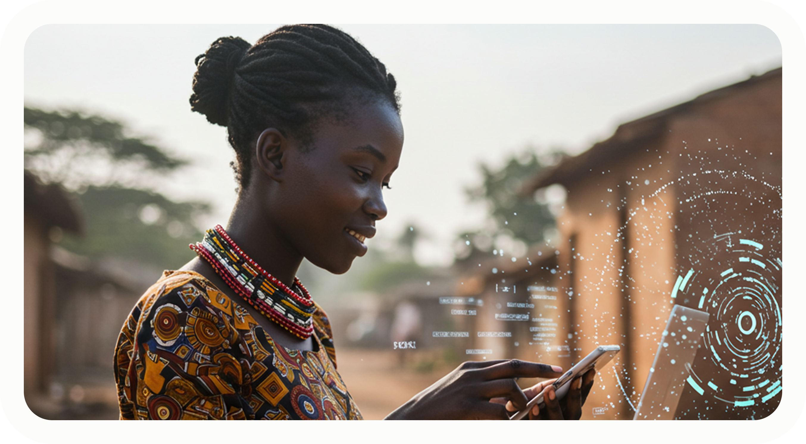 African woman using technology